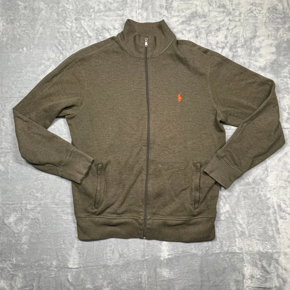 Polo Ralph Lauren Jacket Mens Large Olive‎ Green Performance Full Zip Pony Logo
